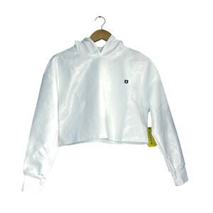 NWT EleVen by Venus Williams Star Traveler Cropped Hoodie White Foiled Size XS